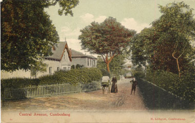 Central Avenue at juction of Beech Avenue - circa 1900 - houses left to right Nos. 7 & 5 - Card No.70, Printed for H. Lithgow, Cambuslang